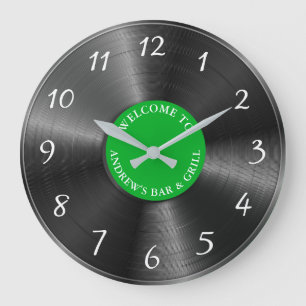 パーソナライズされたレトロビニールアルバムヴィンテージレコード ラージ壁時計