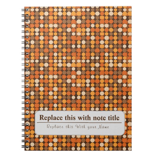 パーソナライズされたレトロファンキー – オレンジ – ブラウン ノートブック (正面)