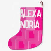 パーソナライズされたレトロホットピンク スモールクリスマスストッキング (裏面)