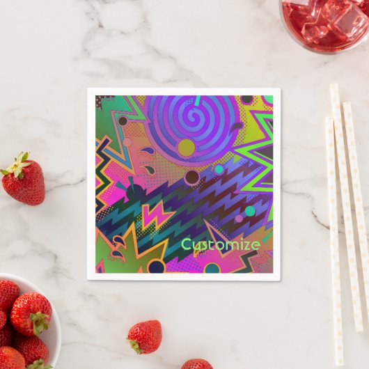 パーソナライズされたレトロマニア80の抽象芸術ナプキンス スタンダードカクテルナプキン (インサイチュ)