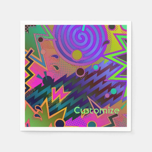 パーソナライズされたレトロマニア80の抽象芸術ナプキンス スタンダードカクテルナプキン (正面)