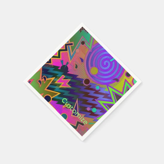 パーソナライズされたレトロマニア80の抽象芸術ナプキンス スタンダードカクテルナプキン (角)