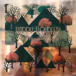 パーソナライズされたレトロミニマリストの木と形 ウィンドウサイン