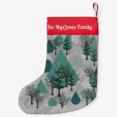 パーソナライズされたレトロミニマリストの木と形 スモールクリスマスストッキング (裏面)