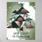 パーソナライズされたレトロミニマリストの木と形 ポスター (正面)