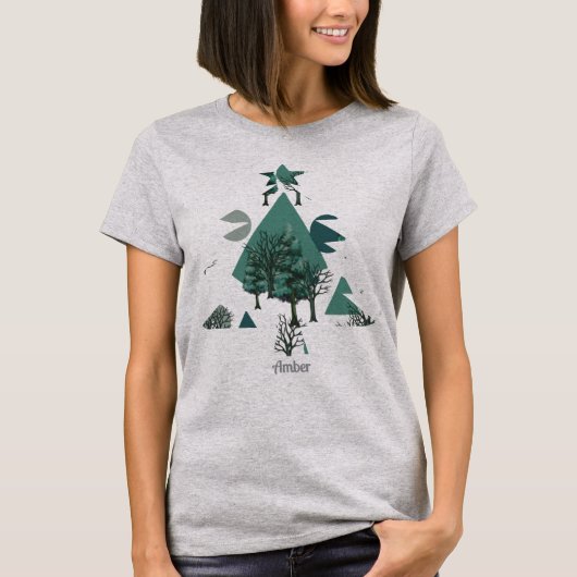 パーソナライズされたレトロミニマリストの木と形 Tシャツ (正面)