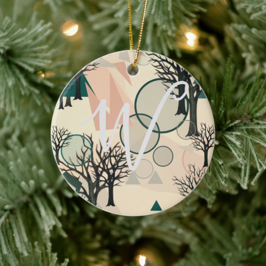 パーソナライズされたレトロミニマリストの枝と形状 セラミックオーナメント (ツリー)