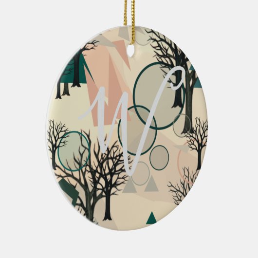 パーソナライズされたレトロミニマリストの枝と形状 セラミックオーナメント (右)