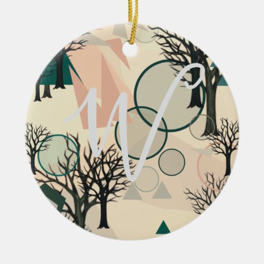 パーソナライズされたレトロミニマリストの枝と形状 セラミックオーナメント (正面)