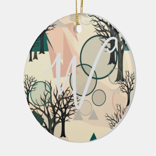 パーソナライズされたレトロミニマリストの枝と形状 セラミックオーナメント (左)
