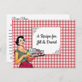 パーソナライズされたレトロレディ結婚ズレシピカード ポストカード (正面/裏面)