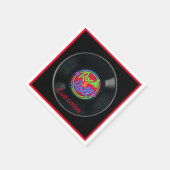 パーソナライズされたレトロロックアンドロールビニール スタンダードカクテルナプキン (角)