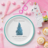 パーソナライズされたレトロヴィンテージクリスマスツリー ペーパープレート (パーティー)