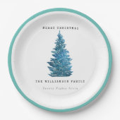 パーソナライズされたレトロヴィンテージクリスマスツリー ペーパープレート (正面)
