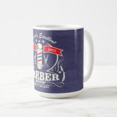 パーソナライズされたレトロヴィンテージレッドブルー理容師スタイリスト コーヒーマグカップ (正面右)