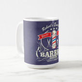 パーソナライズされたレトロヴィンテージレッドブルー理容師スタイリスト コーヒーマグカップ (正面左)