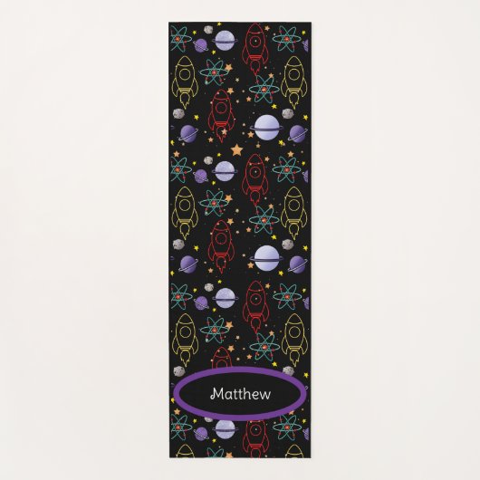 パーソナライズされたレトロ宇宙エクササイズ ヨガマット (正面)