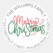 パーソナライズされたレトロ差出人住所ラベル ラウンドシール (正面)