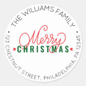 パーソナライズされたレトロ差出人住所ラベル ラウンドシール (正面)