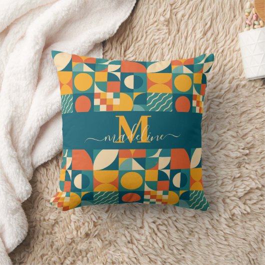 パーソナライズされたレトロ幾何カラフル クッション (ブランケット)