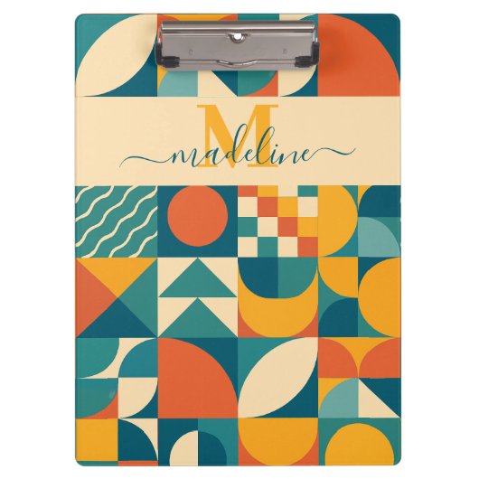 パーソナライズされたレトロ幾何カラフル クリップボード (正面)