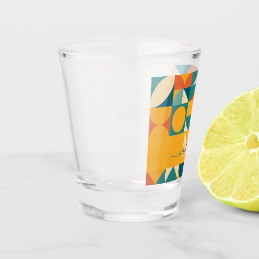 パーソナライズされたレトロ幾何カラフル ショットグラス (左)