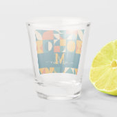 パーソナライズされたレトロ幾何カラフル ショットグラス (裏面)
