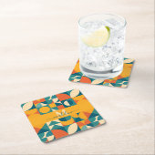 パーソナライズされたレトロ幾何カラフル スクエアペーパーコースター (インサイチュ)
