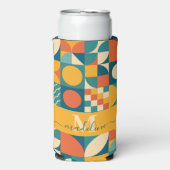 パーソナライズされたレトロ幾何カラフル スリム缶クーラー (Seltzer正面)