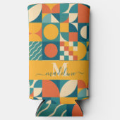 パーソナライズされたレトロ幾何カラフル スリム缶クーラー (正面)