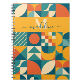パーソナライズされたレトロ幾何カラフル ノートブック