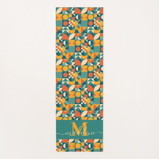 パーソナライズされたレトロ幾何カラフル ヨガマット (正面)