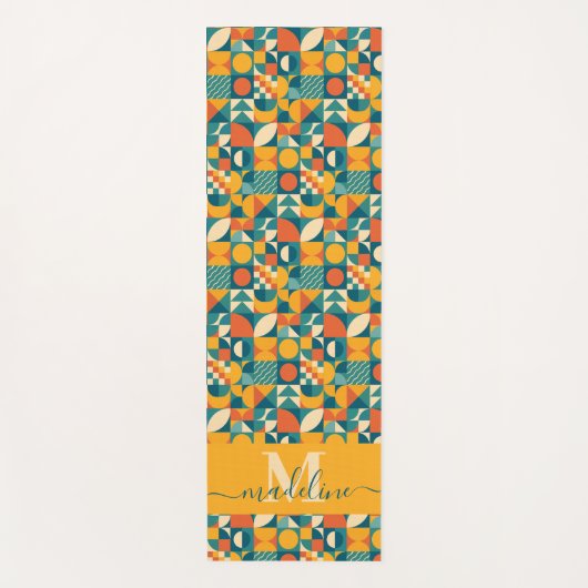 パーソナライズされたレトロ幾何カラフル ヨガマット (正面)