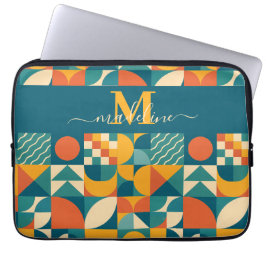 パーソナライズされたレトロ幾何カラフル ラップトップスリーブ