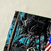 パーソナライズされたレトロ旅行ポスター ビーチタオル (インサイチュ)