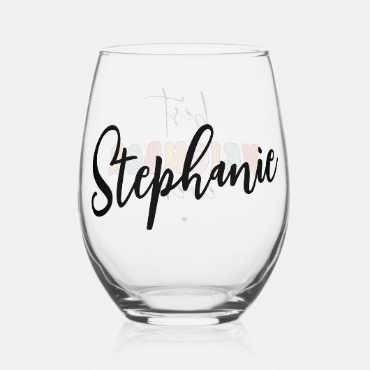 パーソナライズされたレトロ最高のの隣人が今まで可愛い ステムなしワイングラス (裏面)