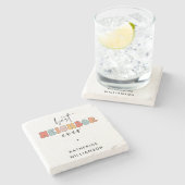 パーソナライズされたレトロ最高のの隣人が今まで可愛い ストーンコースター (横)