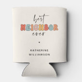 パーソナライズされたレトロ最高のの隣人が今まで可愛い 缶クーラー (裏面)