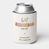 パーソナライズされたレトロ最高のの隣人が今まで可愛い 缶クーラー (缶裏面)