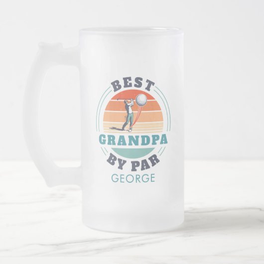 パーソナライズされたレトロ最高のグランパバイパー・ファーザーズデイ フロストグラスビールジョッキ (左)