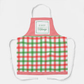 パーソナライズされたレトロ格子女性エプロン エプロン (正面)
