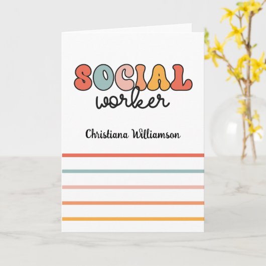 パーソナライズされたレトロ社会福祉士 カード (黄色い花)