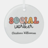 パーソナライズされたレトロ社会福祉士 ガラスオーナメント (正面)