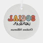 パーソナライズされたレトロ社会福祉士 ガラスオーナメント (裏面)