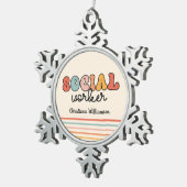 パーソナライズされたレトロ社会福祉士 スノーフレークピューターオーナメント (右)