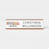 パーソナライズされたレトロ社会福祉士 デスクネームプレート (正面)