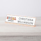 パーソナライズされたレトロ社会福祉士 デスクネームプレート (正面)