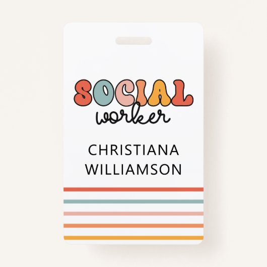 パーソナライズされたレトロ社会福祉士 バッジ (正面)