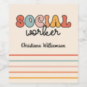 パーソナライズされたレトロ社会福祉士 ワインラベル (シングルラベル)