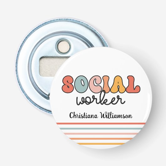 パーソナライズされたレトロ社会福祉士 栓抜き (正面)